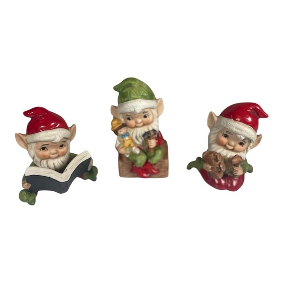 3 Vintage 70’s Homco Holiday Toymaker Porcelain Elf Figurines Made In Taiwan - Picture 11 of 11